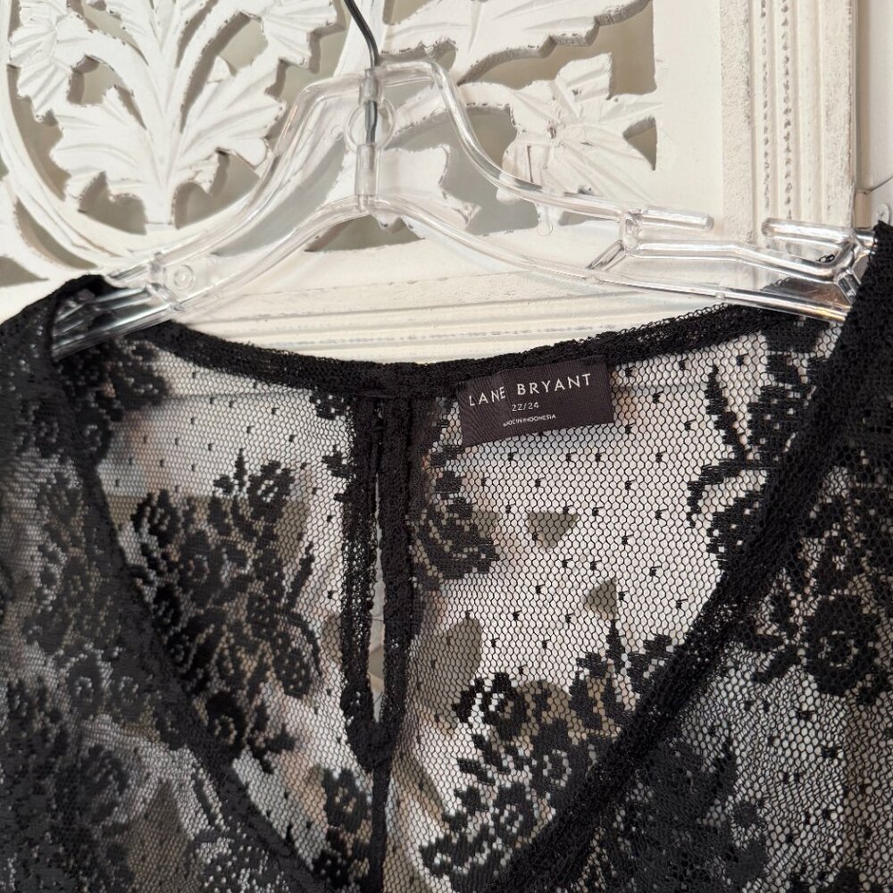 Black lace short cap sleeve lace peplum top Lane Bryant size 22/24 - Picture 9 of 9